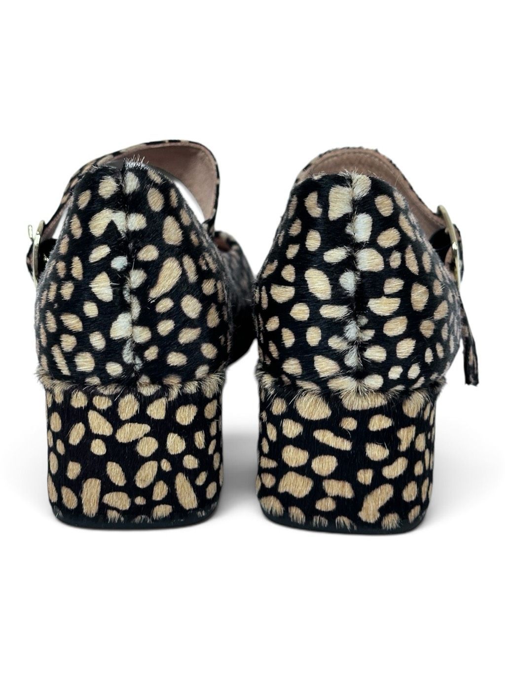 Poppy Barley Calf Hair Mary Jane Block Heel Pumps Spotted Leather 9.5 — image 5 of 8